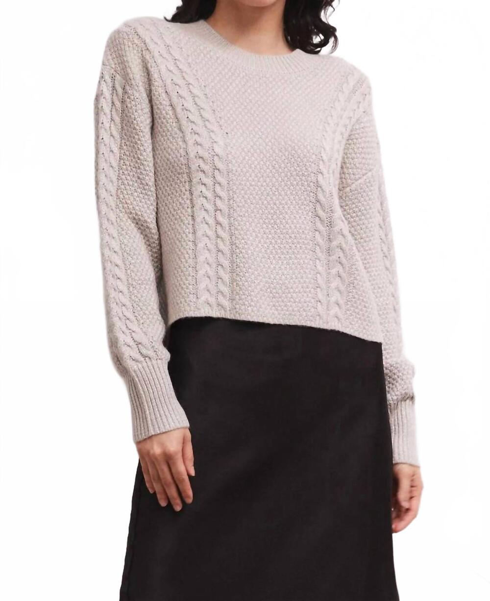 NEW Z SUPPLY eternal metallic cable sweater in dove